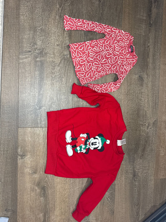 Variety Holiday bundle,valentines shirt and Christmas sweatshirt like new 3T