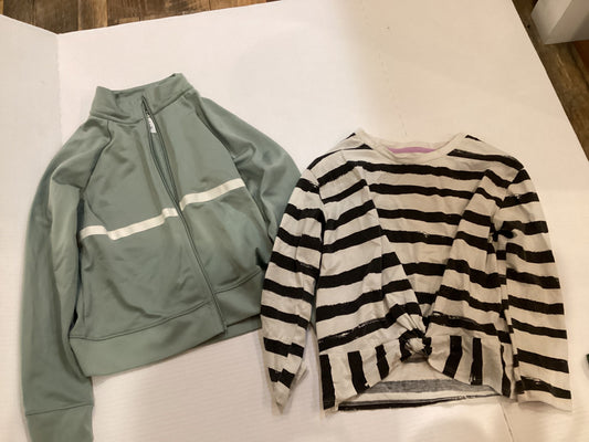 Variety Green lightweight jacket  blk and white stripped shirt 6