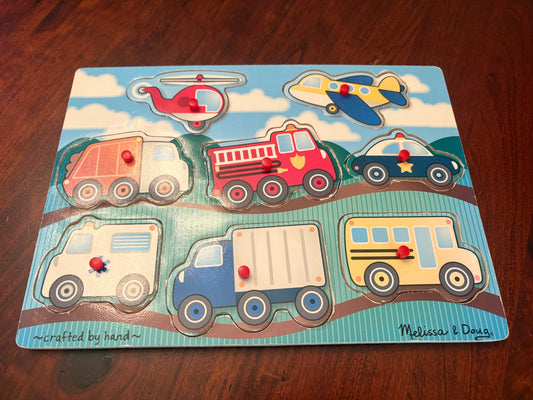 Melissa and Doug wooden puzzle Vehicles Toddler