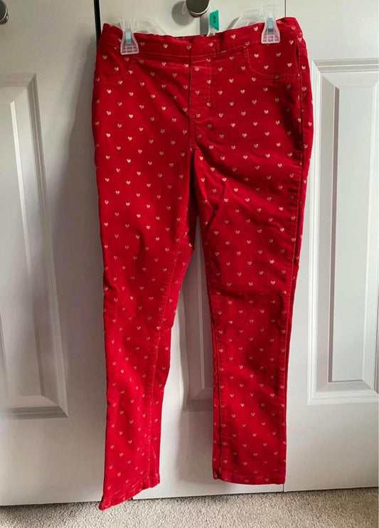 365 kids from Garanimals, 8, Girls Corduroy pants vibrant red with gold hearts print, NWOT 8
