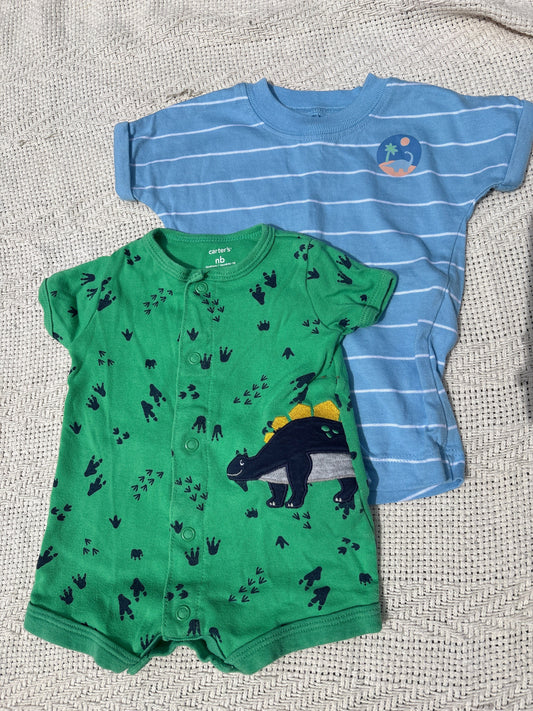 Carters Carters shorts onsie dinosaur blue green Newborn