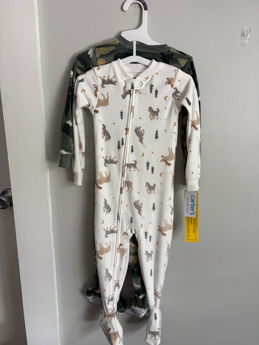 Carters 2 New with Tags Toddler Zip Up Sleepers 2T