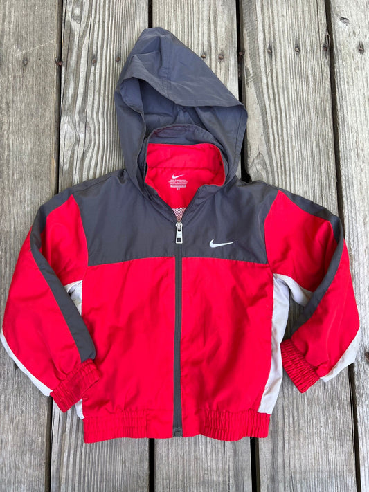 Nike Size 3T Boy's Girl's Windbreaker Jacket Zip Up Hood Red Fall 3T