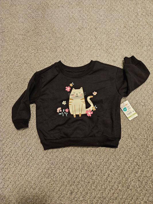 Garanimals 6/9mos new sweatshirt Black with cat and flowers 6 Months
