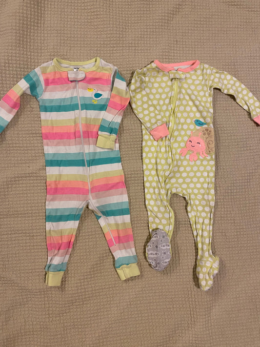 Carters Long sleeve footed onesie and long sleeve footless onesie set 12 Months
