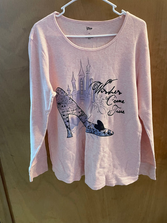Disney Cinderella Waffleweave Long Sleeved Pink Shirt Women's - XXL