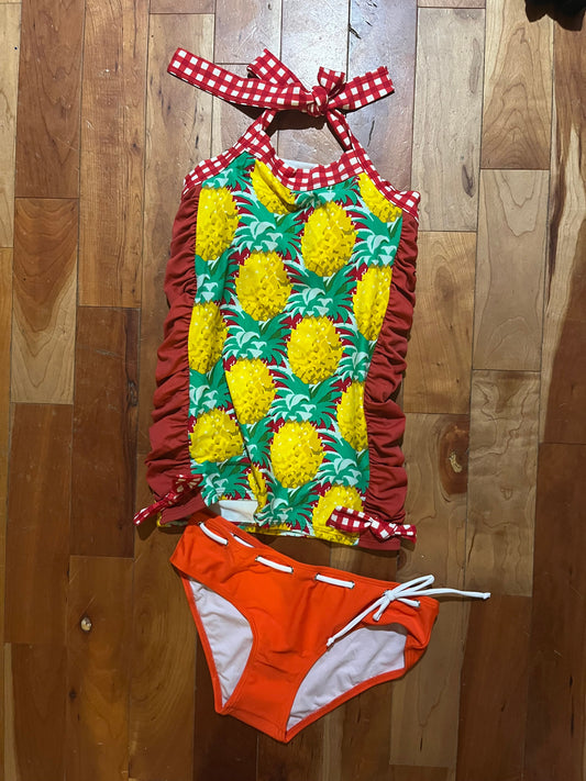 Lime Ricki- top, Beachsissi- bottom Pineapple tankini top- worn once, NEW orang bottom. Women's - S