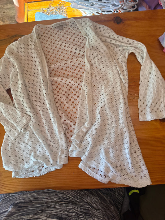 Roz&ali White cardigan with holes Women's 2