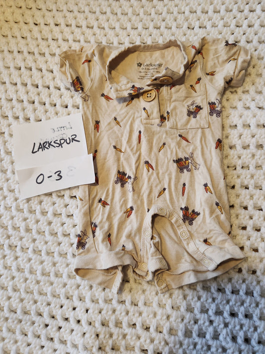 Larkspur - 0/3m Bamboo carrots bunnies rabbit shortie romper Newborn