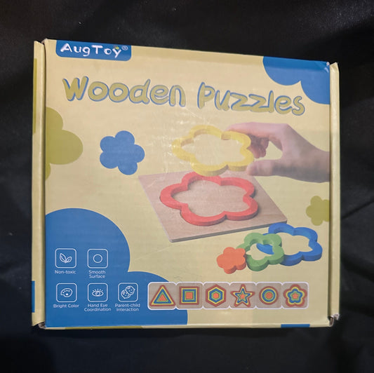 AugToy 6 Wooden Shape Puzzle Set Games