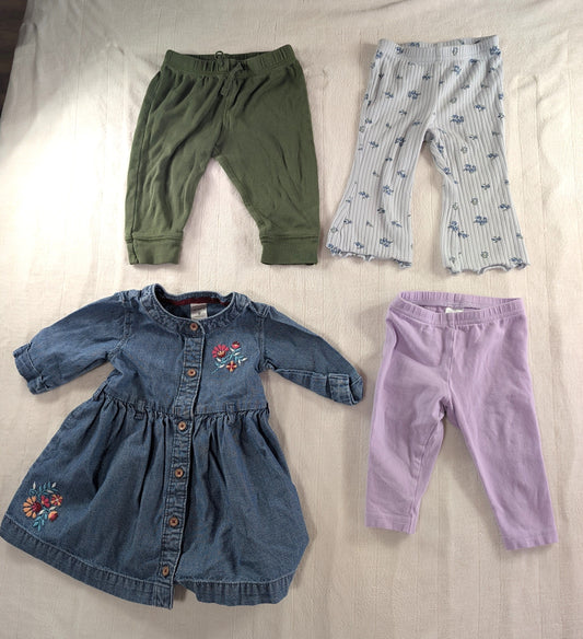 Carter's 9 mo dress and 3 pairs of pants Lot of assorted 9 mo Carter's clothing 9 Months