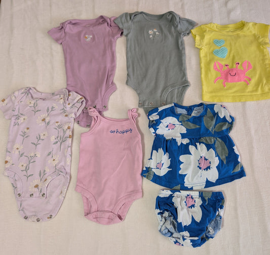 Carter's 3 month girl's clothing lot 3 onesies, 1 tank top onesie, summer outfit, summer shirt. 3 Months