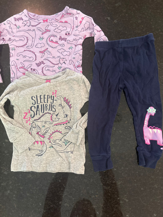 Carters Girls Carters dinosaur sleep matching set 2 long sleeves 1 oant 12 Months