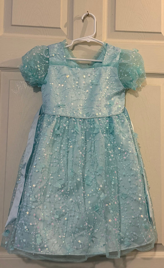 Kenzie girl Girls Baby blue nylon fabric w/sequins Butterfly Fancy dress w/ polyester inside barely worn 6