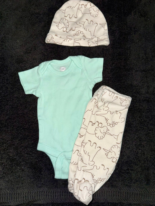 Newborn teal and dinosaur 3 Piece set Newborn teal and dinosaur 3 Piece set Newborn