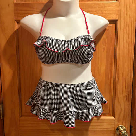 Girlhowdy Girl Howdy black white checkered bikini swimsuit size 12 Made in the USA Women's - L