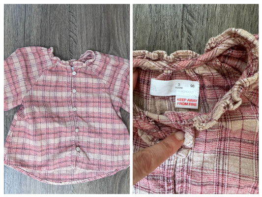 Zara Zara Girls Pink Flannel Shirt 3y EUC 3T