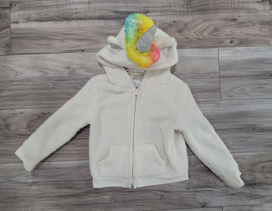 Children's Place Unicorn white hoodie girls 2T zip up jacket 2T
