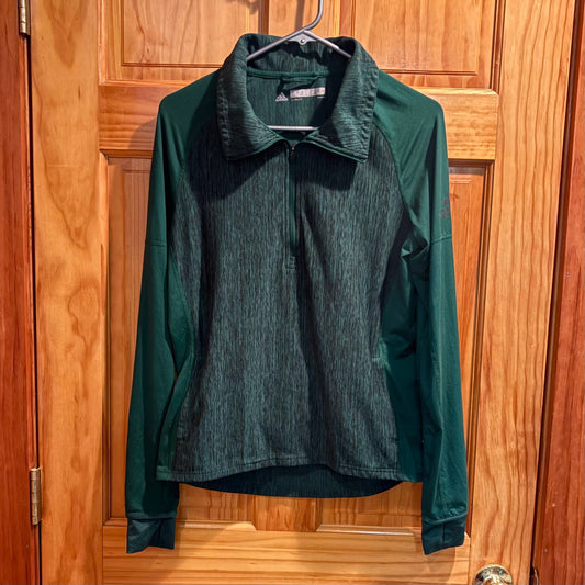 Adidas climalite long sleeved shirt size M green black with logo on sleeve quarter zip Men's - M