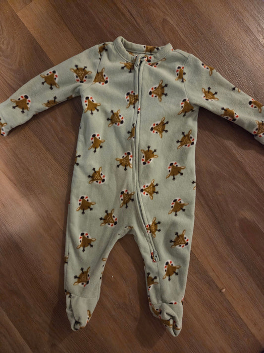 Old navey 3-6 mint green fleece zip with Rudolphs 6 Months