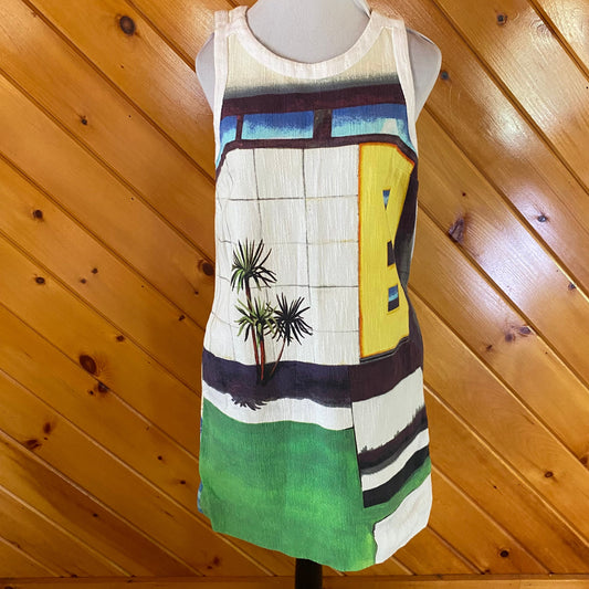 Maeve Anthropologie Tropical palm tree dress resortwear Women's 6