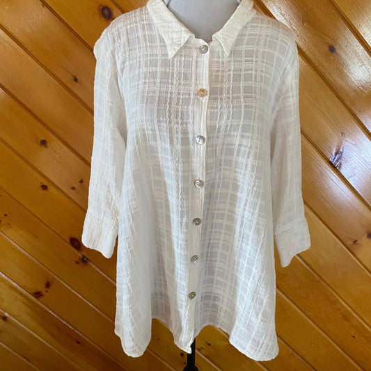 Habitat made in USA White cotton button up shirt top Large Women's - L