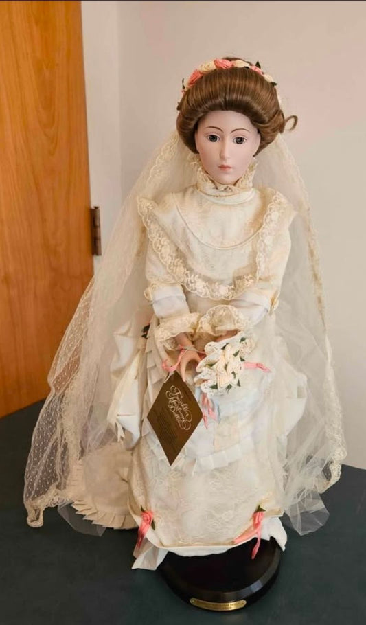 Franklin Heirloom Porcelain Doll- Victoria Bride 1985, priced on sites for $50 and up, w/ papers Dolls and Accessories