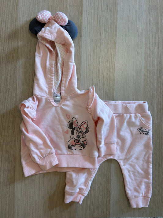 Disney Baby 3-6m sweatshirt and sweatpants set Pink Minnie Mouse, hooded sweatshirt 3 Months