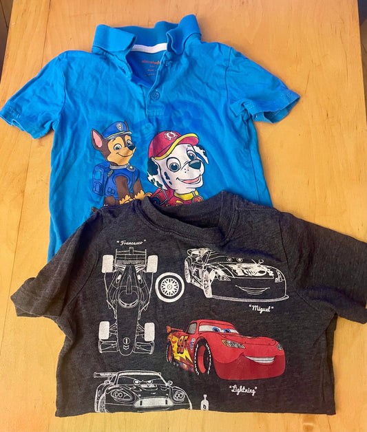 Old Navy, Nickelodeon Paw Patrol button shirt and Cars tshirt. 3T