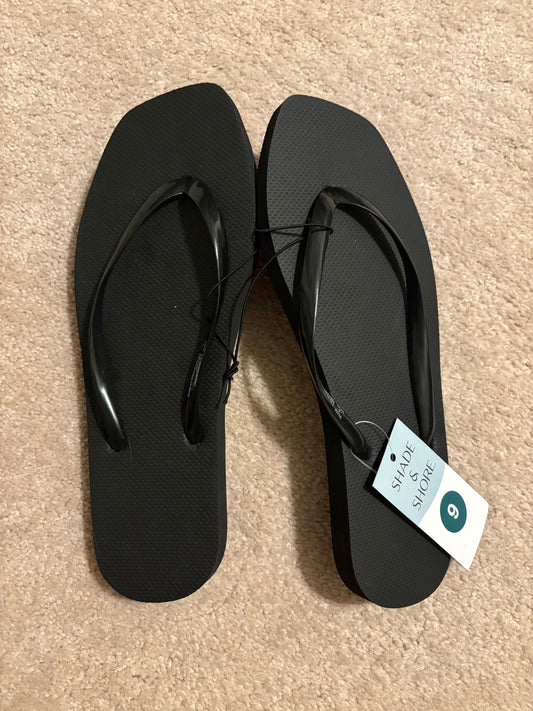 Shade & Shore, 9, Women's Flip Flop Sandal NWT with a square toe design, black 9 (Adult)