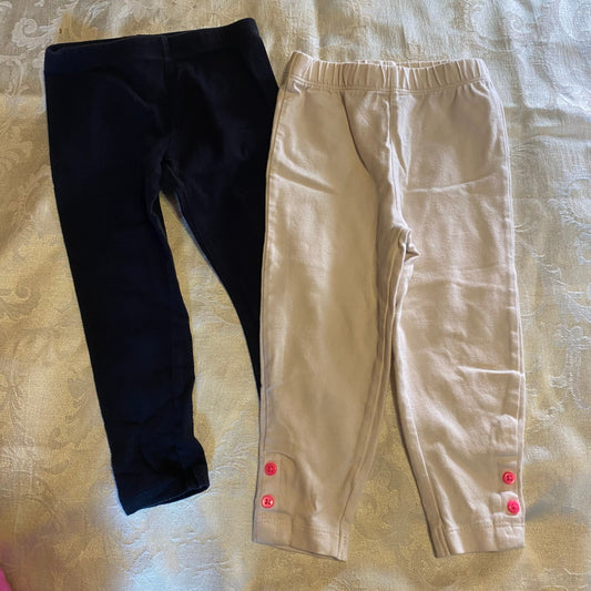 Okie Dokie 18m black legging pants, Carters, 18m white leggings, elastic waist 18 Months