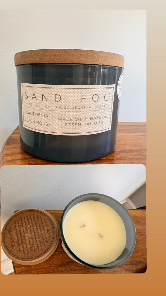 New Candle, Sand & Fog New candle made with essential oils, cotton wick, beach scent Decor