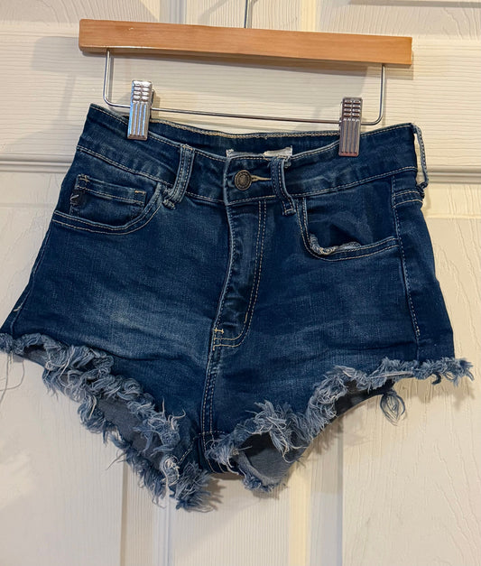 Junior girls shorts with pockets Dark blue w/light fade and frayed look/style Junior 1