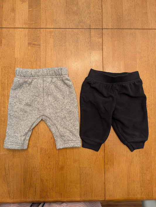 Carter's, 3m, thick fleece pants gray, black 3 Months