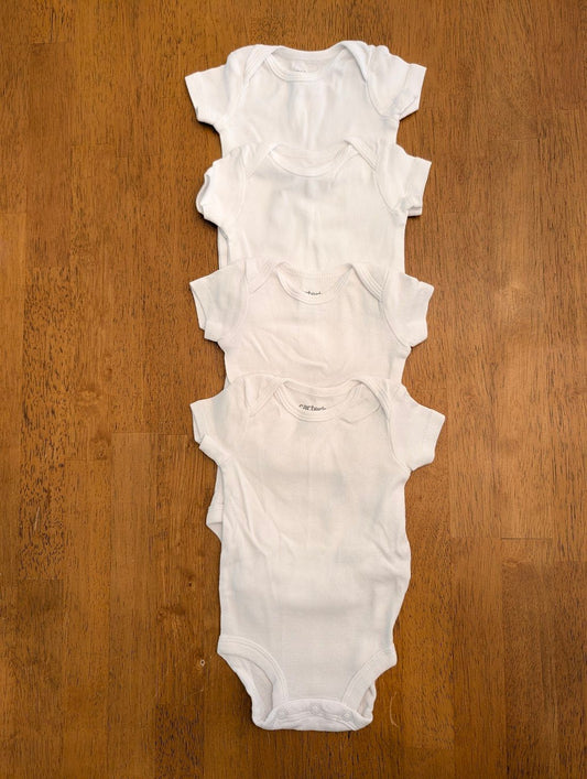 Carter's Just One You, newborn, 4pack, plain white short sleeve onesies Newborn