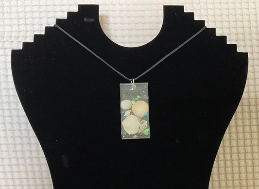 Handmade Necklace, 20 inch, acrylic with sea shells, TRUTH Jewelry