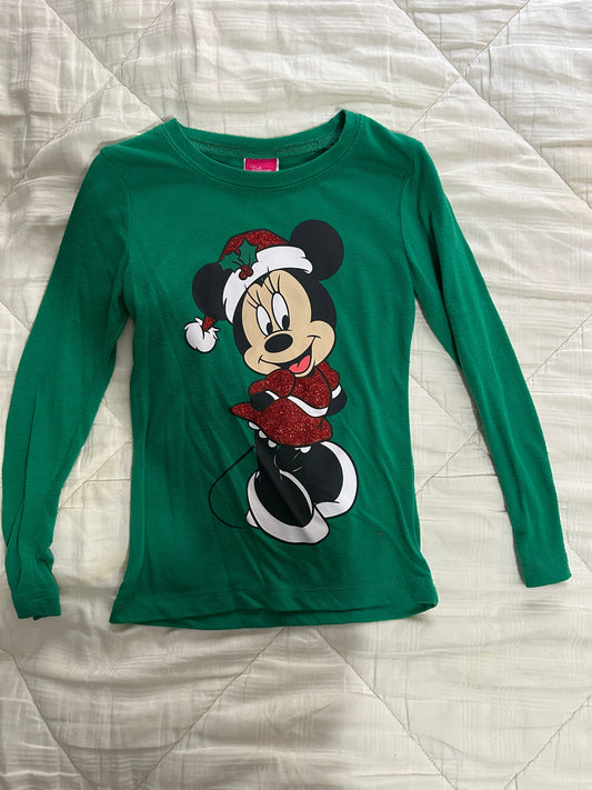 Disney Disney Christmas Minnie Mouse Green Long Sleeve Shirt Size 4/5 4T/4