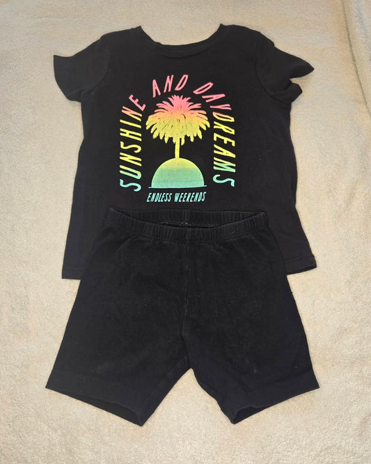 Old Navy Girls' Size 5 Black Endless Summer T-Shirt and Black Bike Shorts 5T/5