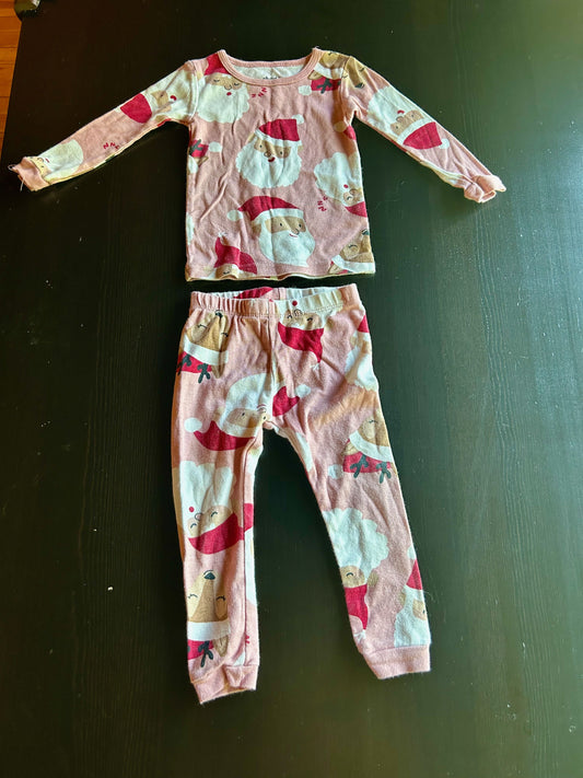 Child of Mine by Carter's 12m Christmas Pajama Set Pink Santa and Reindeer 2-Piece Sleepwear 12 Months