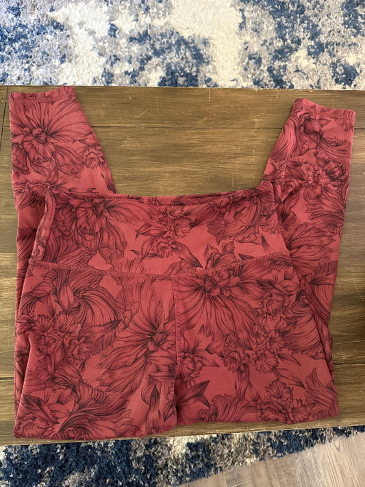 Balance Collection leggings Full length leggings. Red and black flowers Women's - L