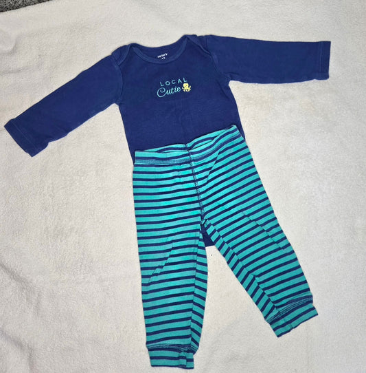 Carter's Girls' 12 month outfit Navy Long Sleeve Onesie with Pants 12 Months