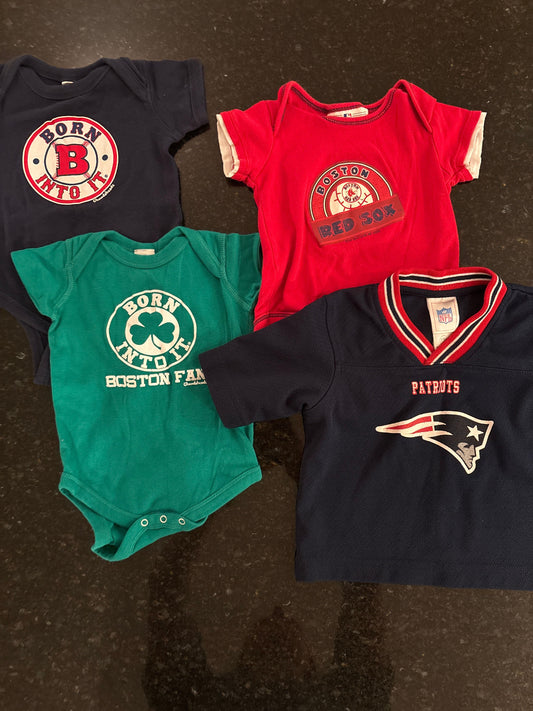 NFL, MLB Boston sports onesies Celtics Red Sox & Patriots jersey 12m 12 Months