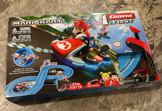 MarioKart Carrera First Slot Car Race Track Set Almost 8' Track, Mario/Yoshi Cars, Controllers, Child-Friendly! Toy Vehicles