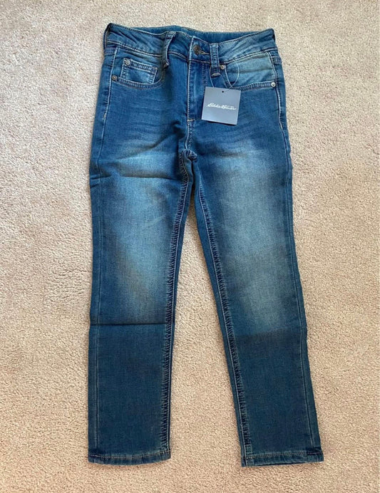 Eddie Bauer, 6, Boys Flex Jeans Slim Straight NWT Medium Indigo Blue, adjustable waist, original $35 6