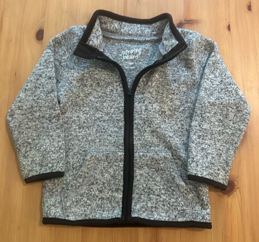 18m Jumping Beans Full Zip Soft Fleece Jacket Gray w/ Black Edging, Very Soft Inside, Cozy, Warm 18 Months