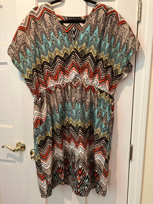 Fashion to figure size 2xl short sleeve dress One button v neck elastic waist knee length dress stretchy Women's - XXL