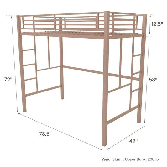 Twin metal loft bed, muted pink, unassembled,instr https://www.walmart.com/ip/Your-Zone-Brittain-Twin-Metal-Loft-Bed Furniture