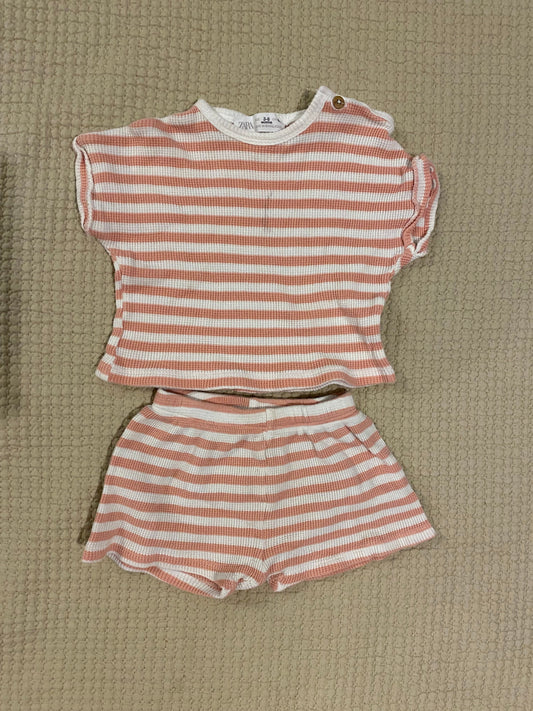 Zara Matching cotton T-shirt and shorts set 3 Months