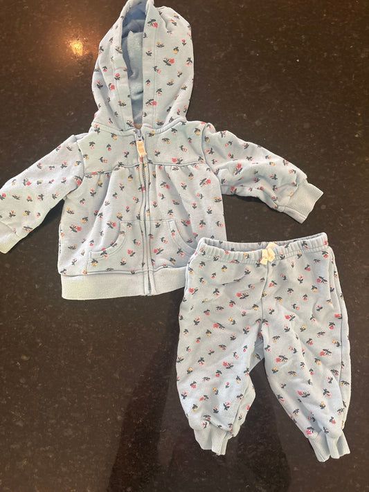 Carters Carters matching zipper hoodie sweatshirt and sweat pants size 6m 6 Months
