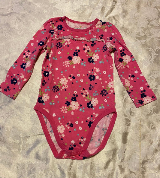 Jumping Beans, 24m, long sleeve onesie, pink floral print 24 Months